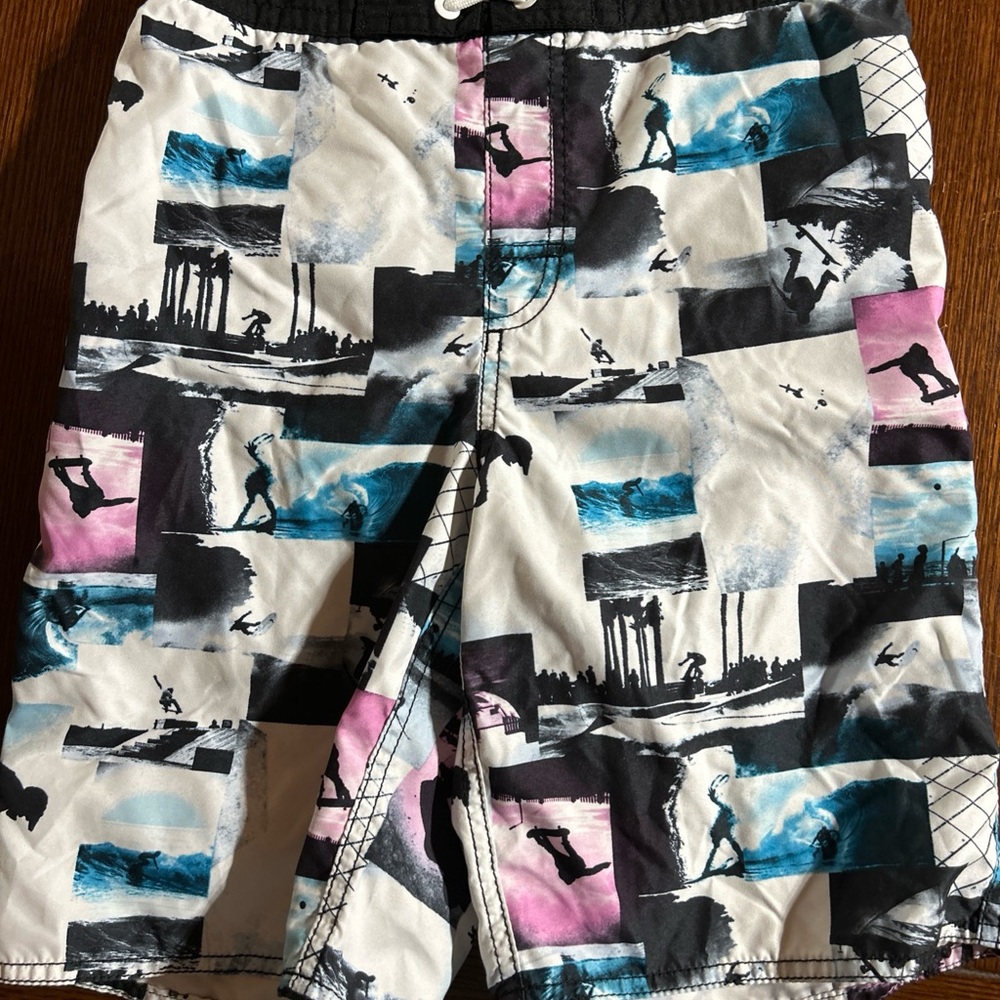 Old Navy Kids Surf Print Shorts - Black, Blue, Pink